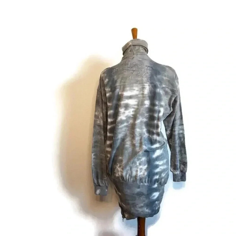 Young Fabulous & Broke Olive Green Boho Tie Dye Turtleneck Sweater Dress S Beach